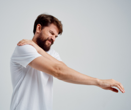 Man with a rotator cuff injury in his shoulder